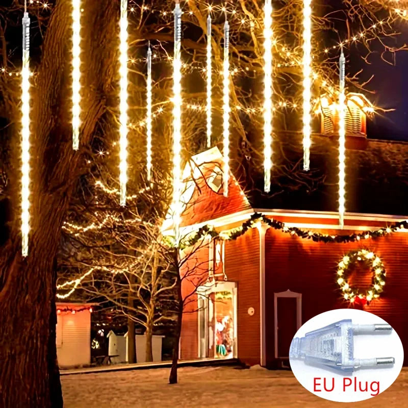 Đèn LED Mưa Sao 8Tube Trang Trí Noel Ngoài Trời EU Plug