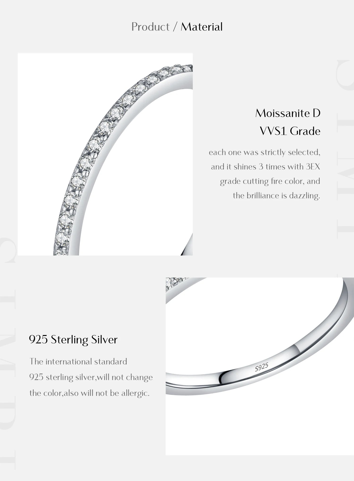 MODIAN D Color Moissanite 925 Sterling Silver Classic Simple Round Hoop Earrings Ring For Women Daily Fine Jewelry Set