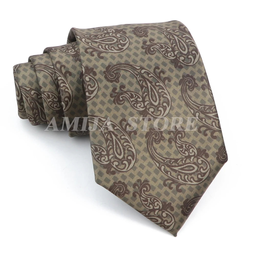 男士復古塗鴉圖案仿絲領帶 8厘米