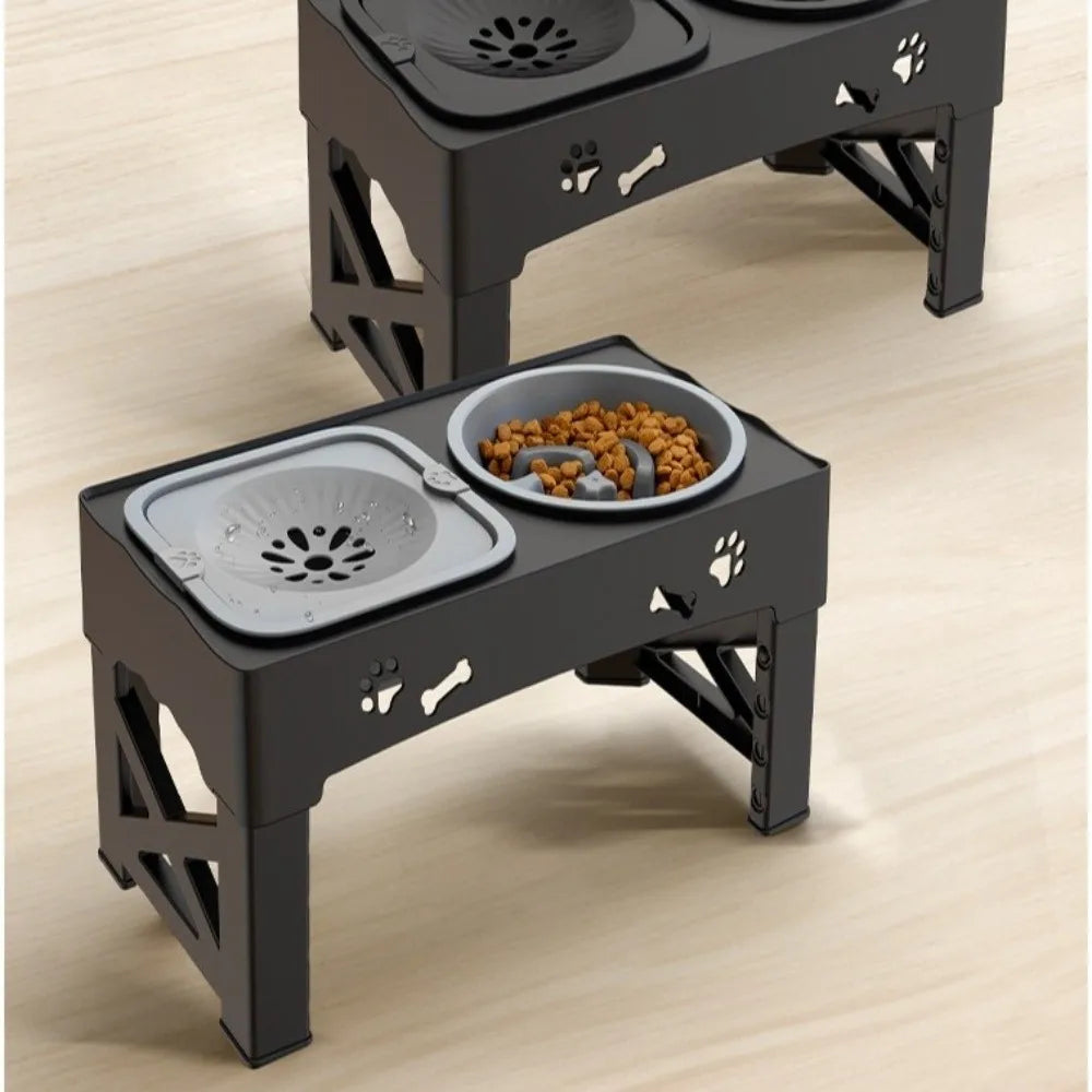 3 in 1 Pet Feeder Anti-Slip Foldable Stand Slow Feeder Bowl Anti-Spill Adjustable Height Elevated Dog Bowls - Daisan Mart