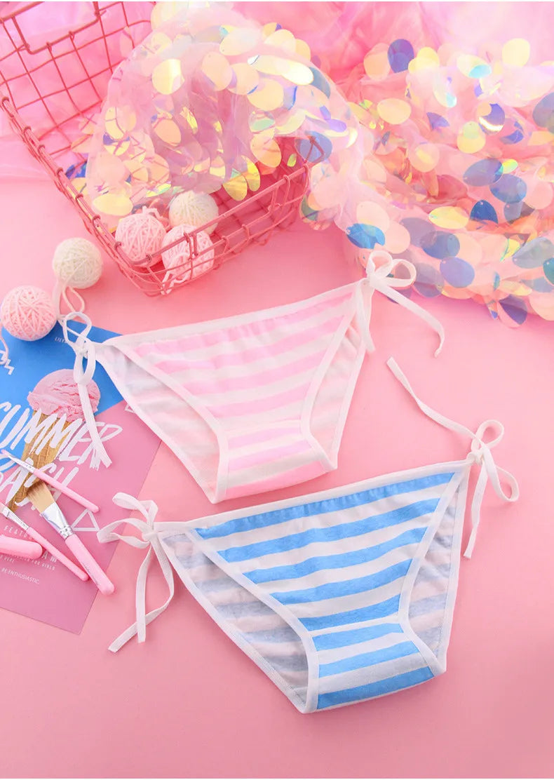 Cute Blue Pink White Kawaii Cotton Panties