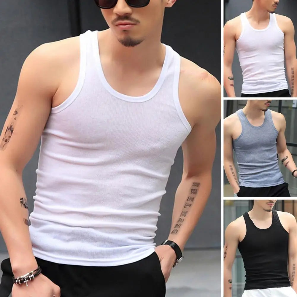 Men's Sleeveless Gym Sports Bodycon Tank Top