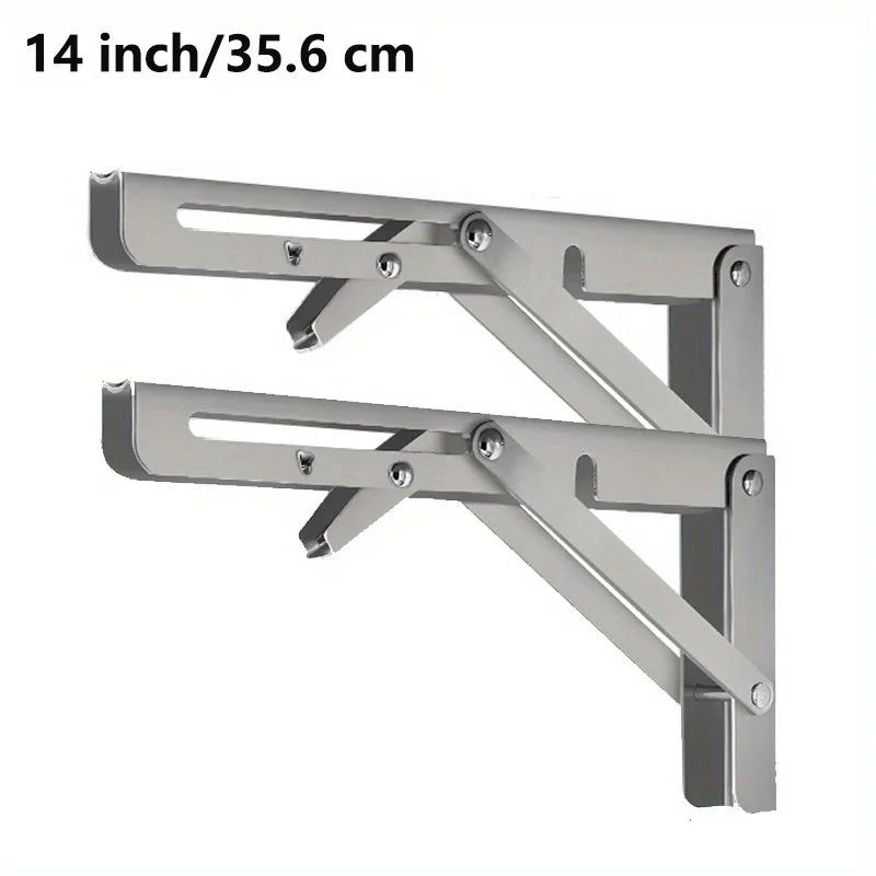 2PCS Sturdy Steel Folding Shelf Brackets Wall-Mounted Design for Workbench Table, Table Shelves Angle Bracket Home Hardware - Daisan Mart