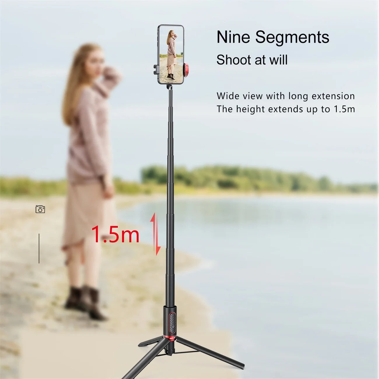150cm Wireless Selfie Stick, Convenient Phone Stand