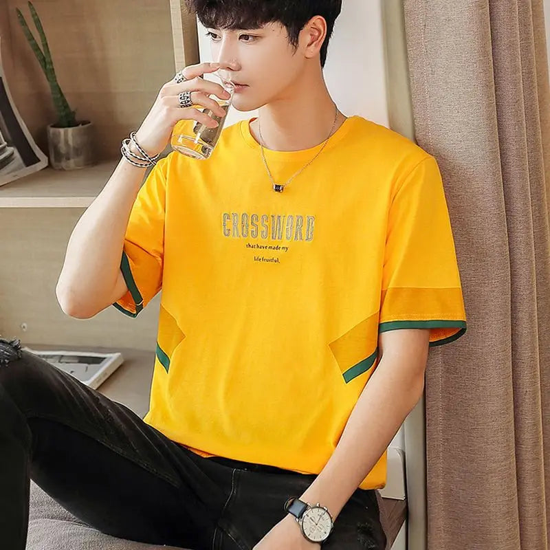 Men's Quick Dry Vintage Letter Korean Style T-Shirt