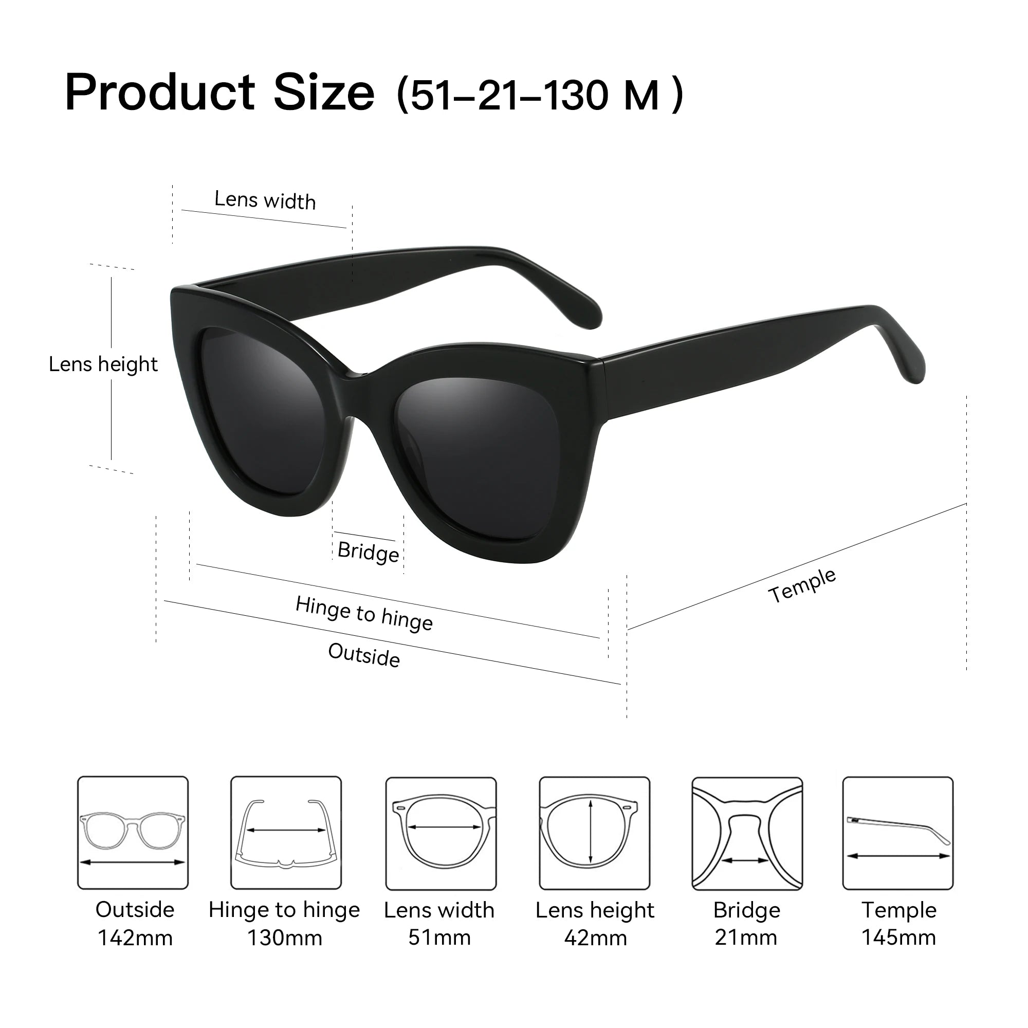 ZENOTTIC Handmade Acetate Polarized Sunglasses Fashion Square Shade UV400 Protection Sun Glasses for Women - Daisan Mart