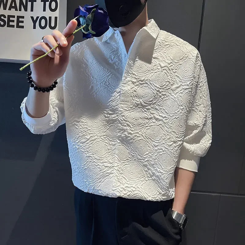 Latest Classy 2025 Men's White Half-Sleeve Shirt