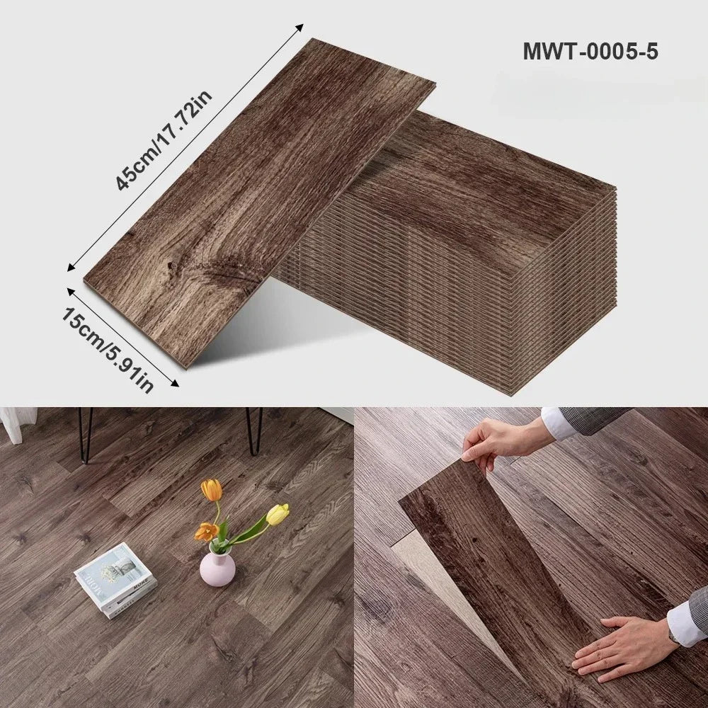 45x15cm Floor Sticker Wall Sticker Modern Self-adhesive Thick PVC Wood Grain Floor Sticker Living Room Bedroom Decoration