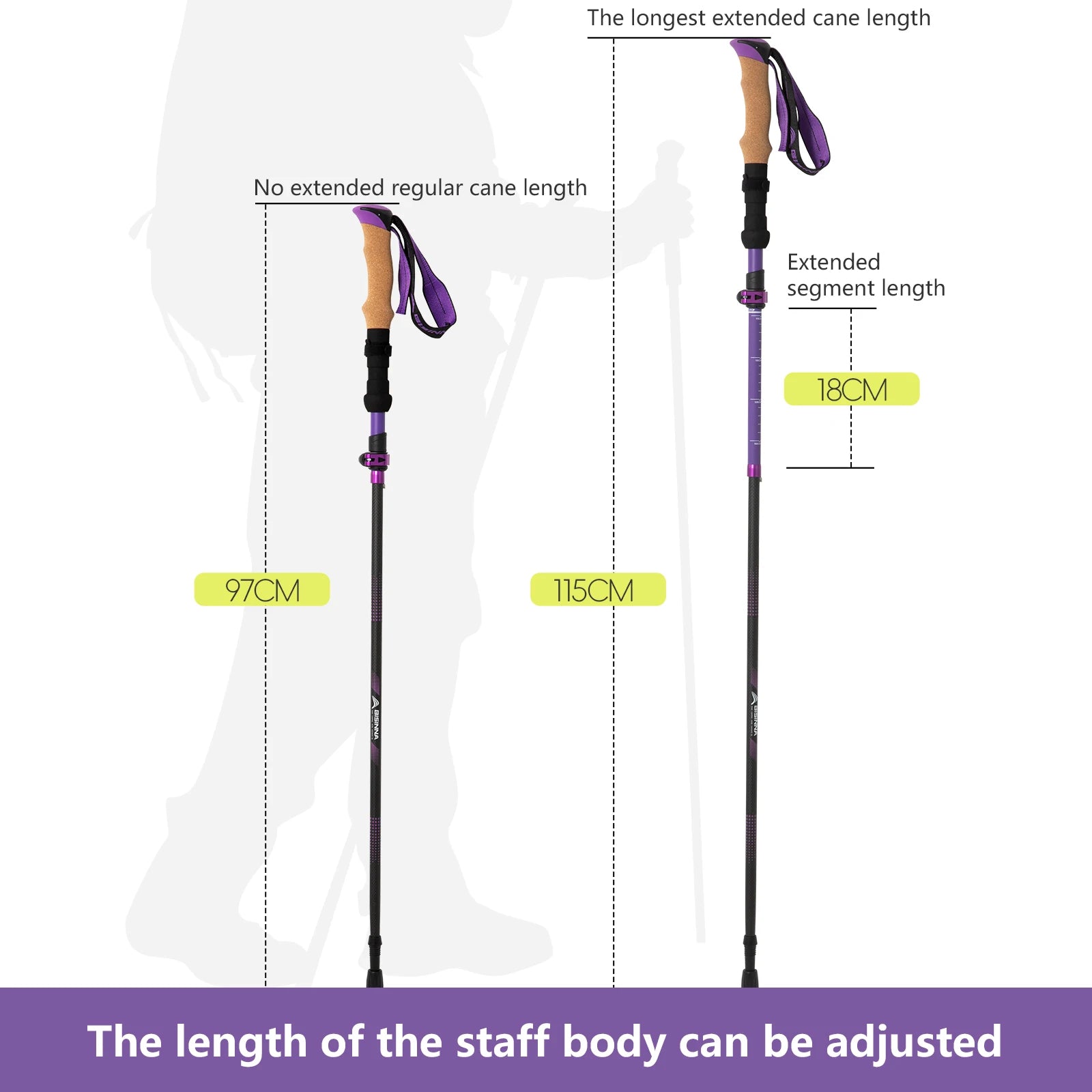 BISINNA Ultra Light 5-Section Folding Carbon Trekking Pole