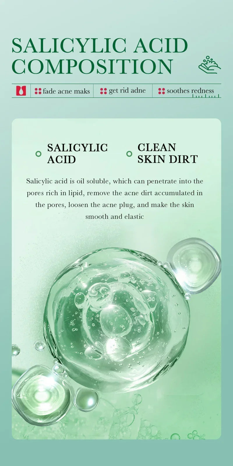 BIOAOUA Salicylic Acid Ance Removal Cleanser Fade Ance Marks Mild Moisturizing Soothing Facial Cleanser Face Washing Products