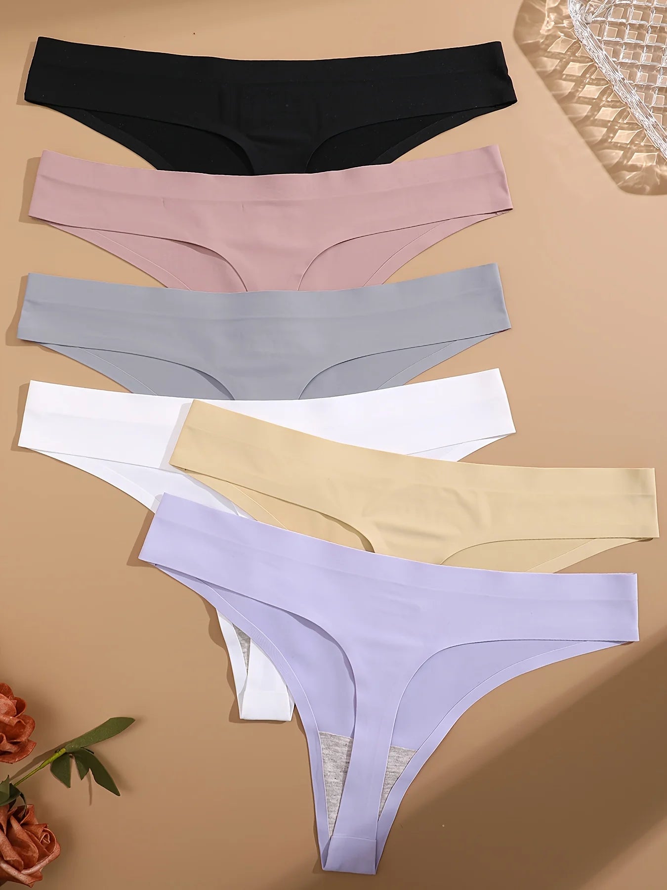 Set of 6 Sexy Low-Waist Seamless Invisible Women's Panties
