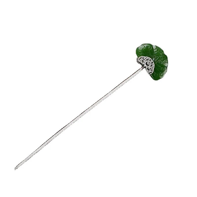 Antique style 925 silver jade butterfly hairpin