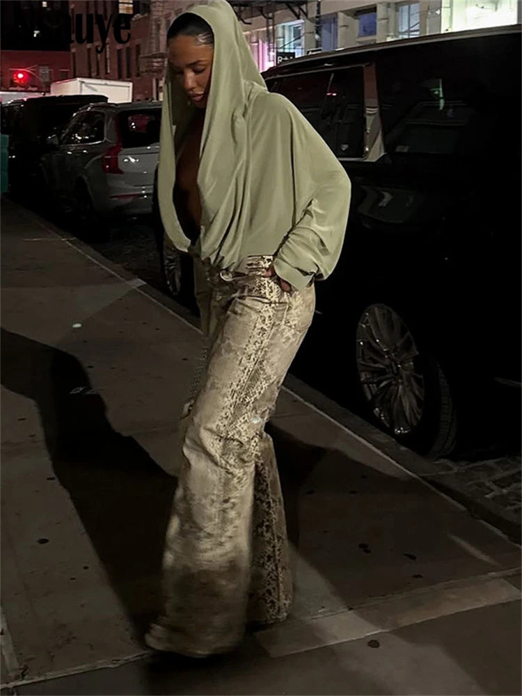 Nsauye 2025 Autumn Winter New Women Sexy Long Sleeve Hooded Bodysuit Streetwear Fashion Body Tops Fashion Solid Lady Jumpsuit