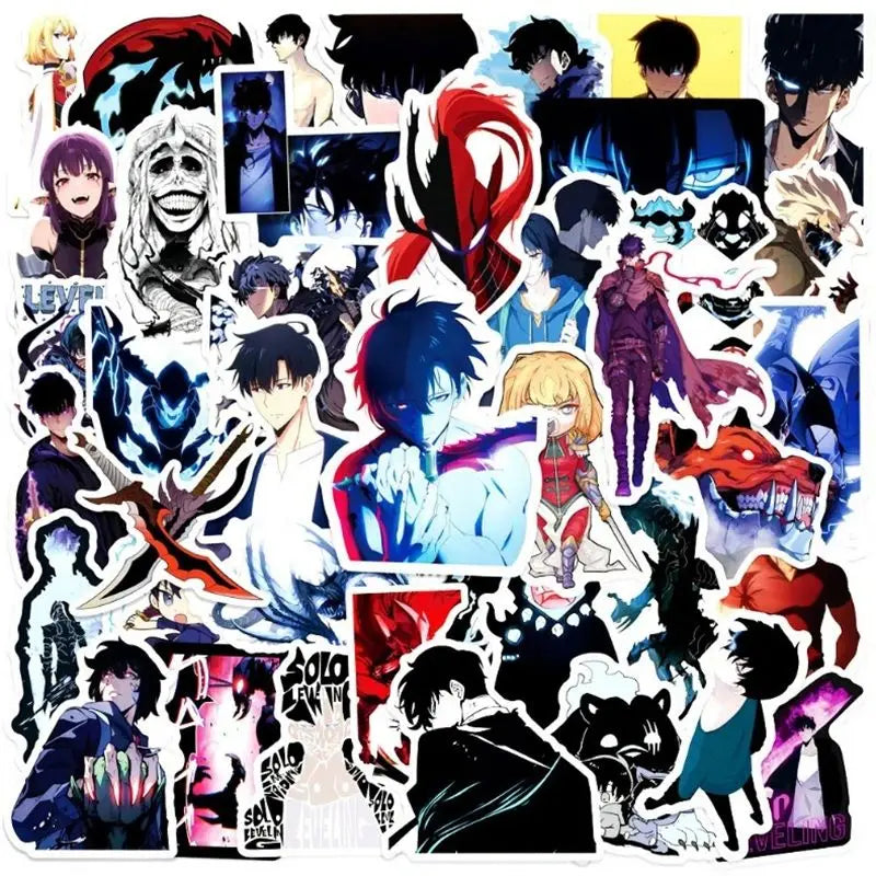 50張 Solo Leveling 動漫塗鴉貼紙，可用於筆記型電腦、手機、吉他、汽車、自行車、滑板等裝飾，卡通貼紙