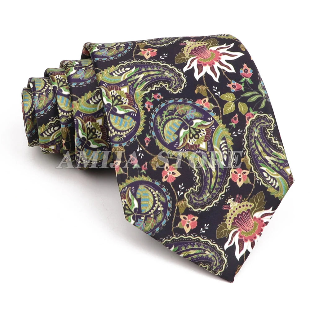 男士復古塗鴉圖案仿絲領帶 8厘米