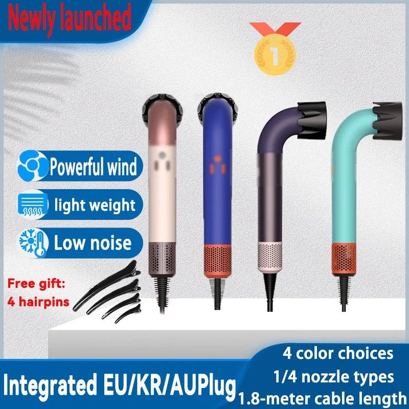 1400W Hair Dryer, Gentle and Quiet, with Multiple Nozzles