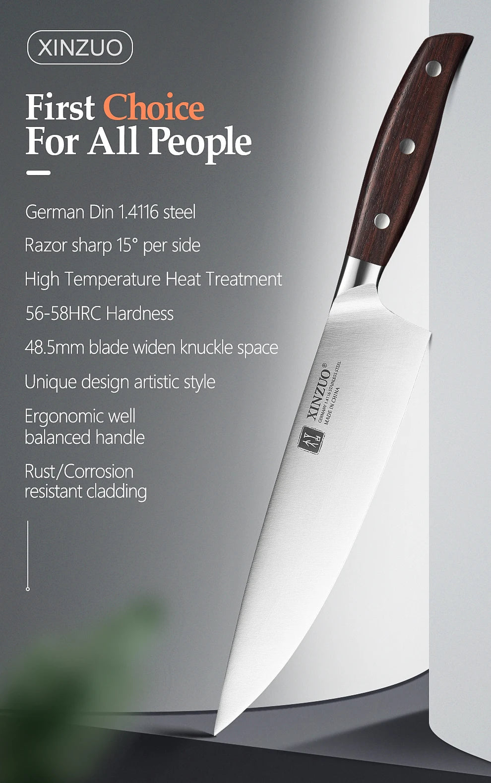 Set of 6 XINZUO Multi-Purpose Stainless Steel Kitchen Knives