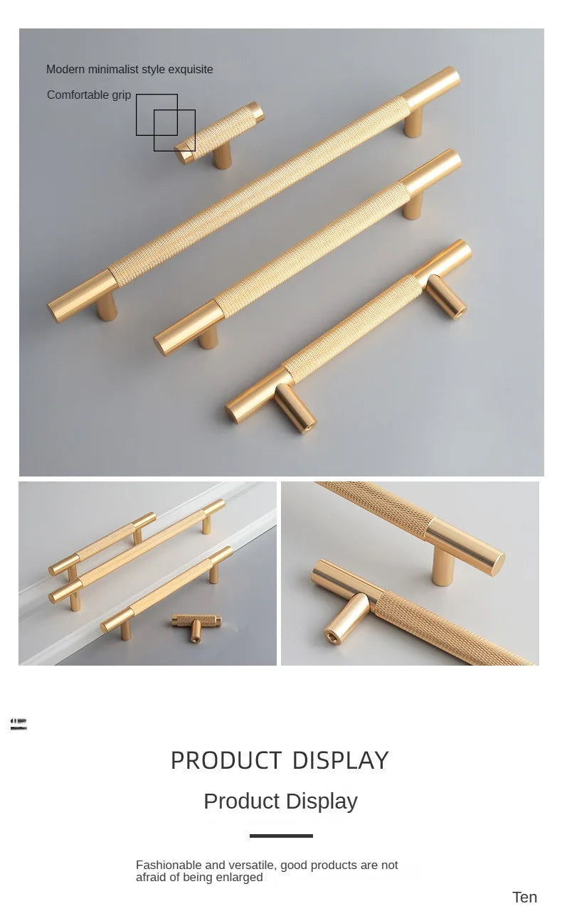 Long Knurled Handle Kitchen Cabinet Door Handles Drawer Pulls Aluminum Alloy T Bar Bedroom Knobs Wardrobe Furniture Hardware