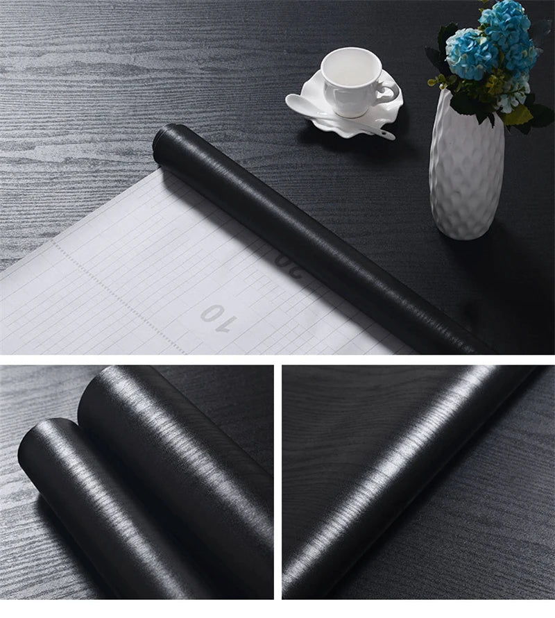 Wood Grain Home Decor Furniture Waterproof Vinyl Wall Sticker Self Adhesive PVC Wallpaper Kitchen Cabinet Door Sticker
