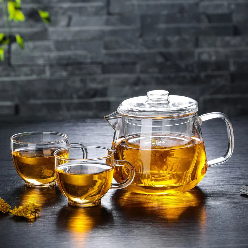 450ml 650ML Penguin Shape Glass Teapot with Infuser Chinese Tea Ceremony Transparent Teawear Set Cup Kung Fu Tea Maker