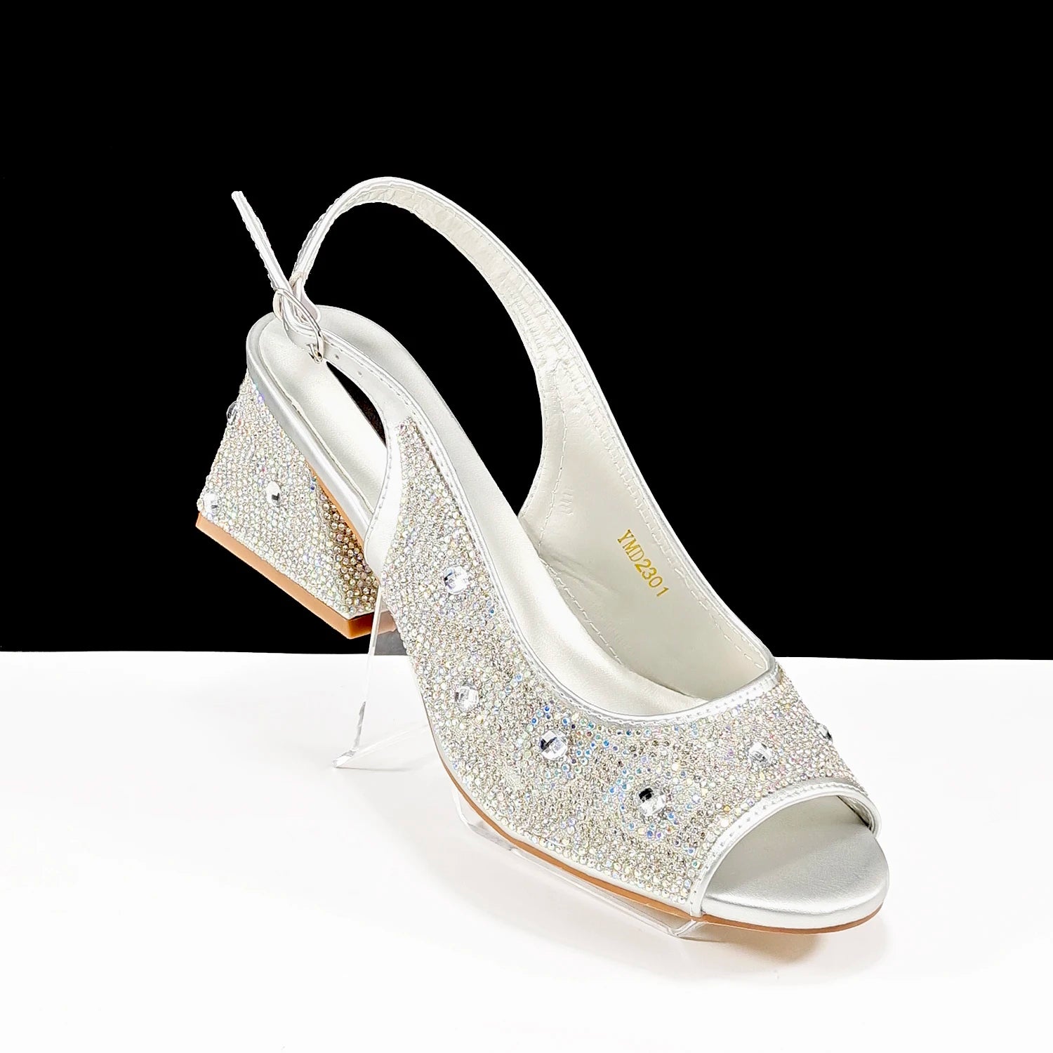 2024 Rhinestone Shoes and Bag Set - Trendy Green