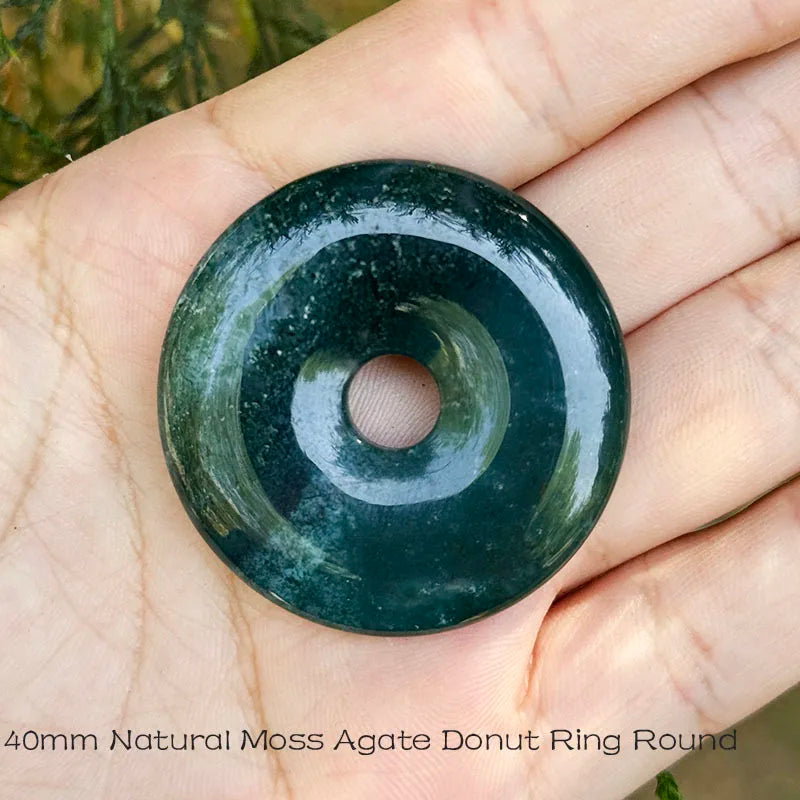 Đá Mã Não Rêu Tròn Xỏ Lỗ 30/40/50mm Làm Trang Sức