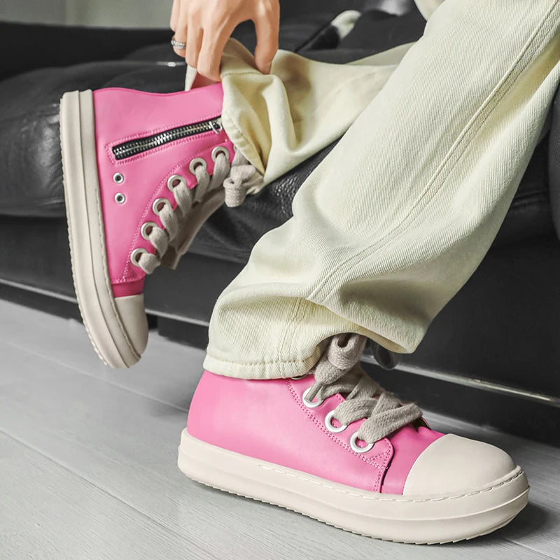 Unisex Autumn Winter High-Top Orange Sneakers Fashion