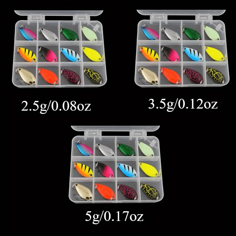 Bộ 12 Mồi Câu Cá Lưỡi Lắc Kim Loại Spinner Jig