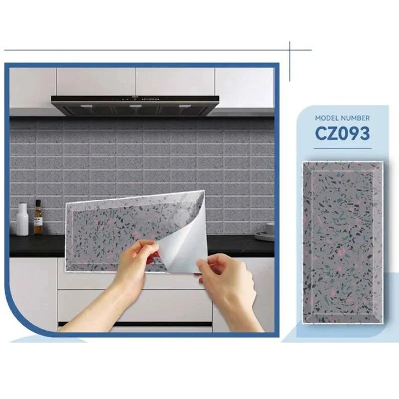 Decal Dán Tường PVC Vân Đá Bóng 10x20cm Chống Nước