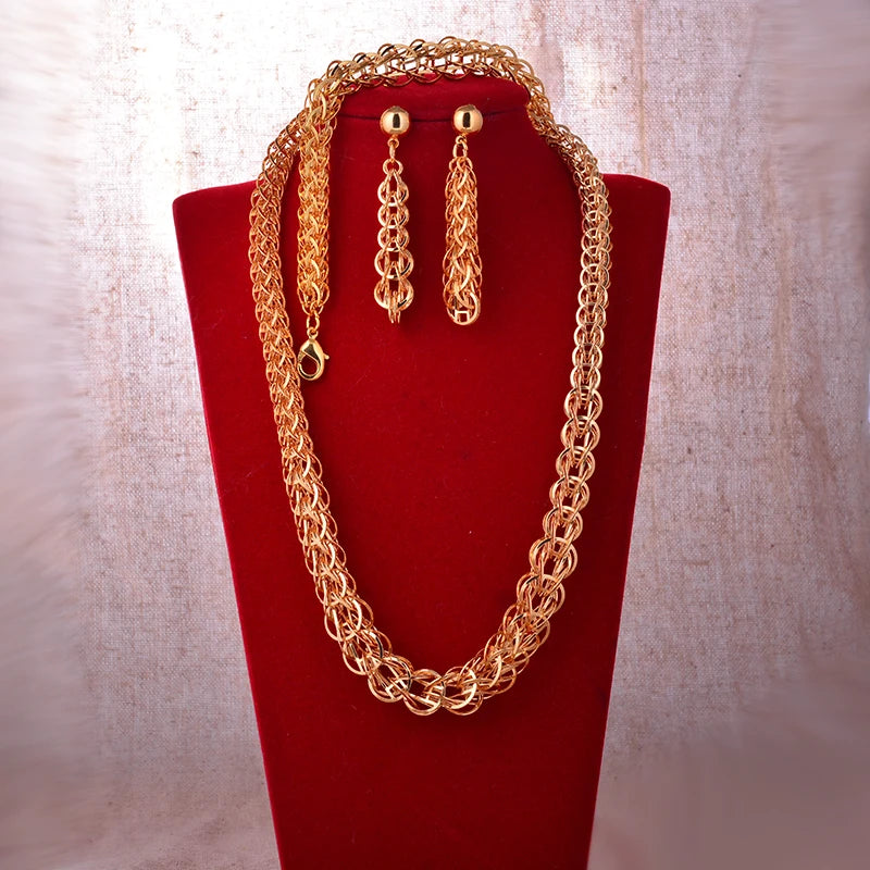 Luxurious Dubai Gold Plated Jewelry Set for Wedding Party