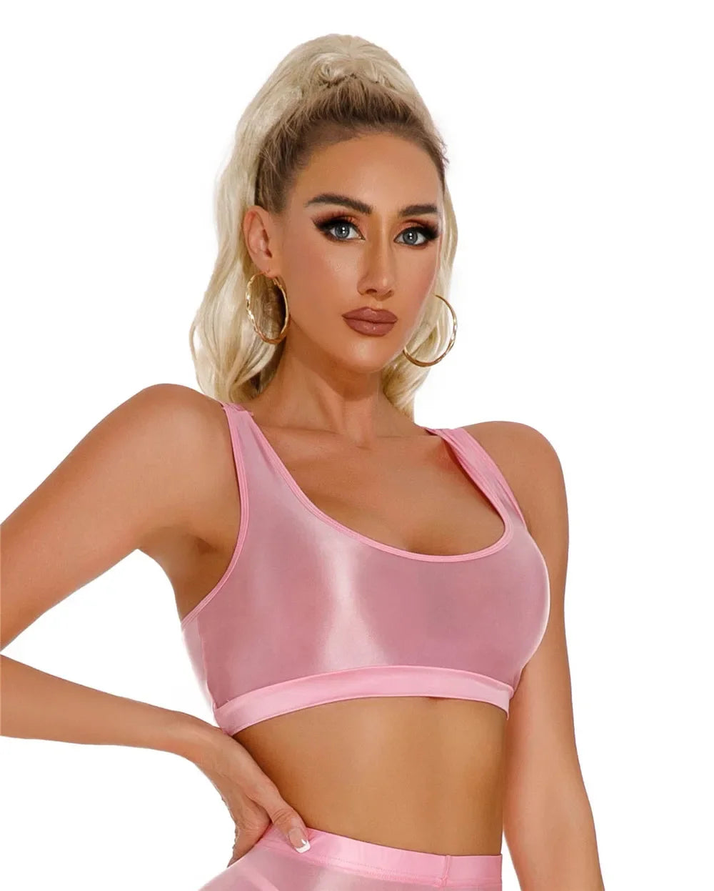 Women's Sexy Crop Top Bodycon Sports U-Neck