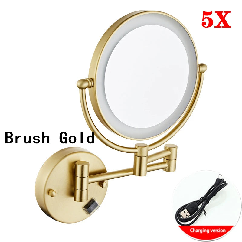 High-end Brushed Gold LED Hotel Makeup Mirror