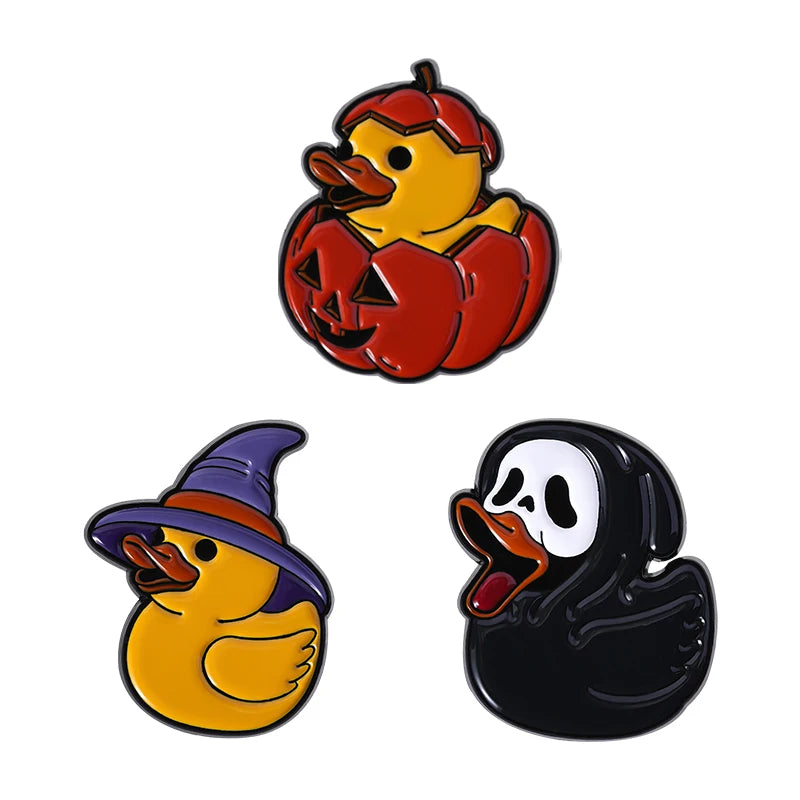 Halloween Pumpkin Animal Enamel Pins Ghost Capybara Grim Reaper Duck Spooky Season Brooches Lapel Badge Jewelry Gift for Friends