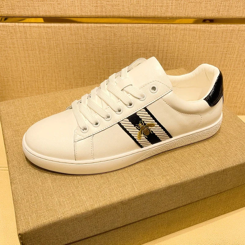 High-end Fashion Men's Embroidered Leather Shoes Sneaker