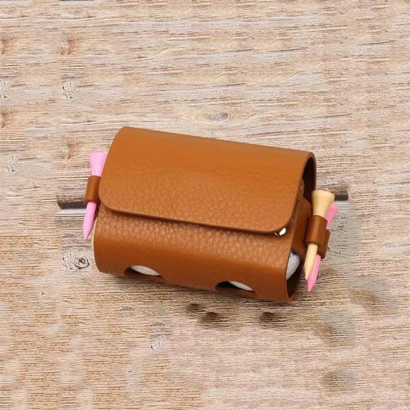 PU Leather Golf Fanny Pack - Holds 2 Balls &amp; 4 Tees