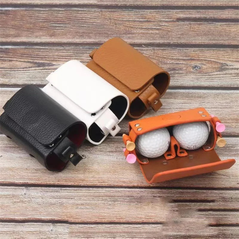 PU Leather Golf Fanny Pack - Holds 2 Balls &amp; 4 Tees