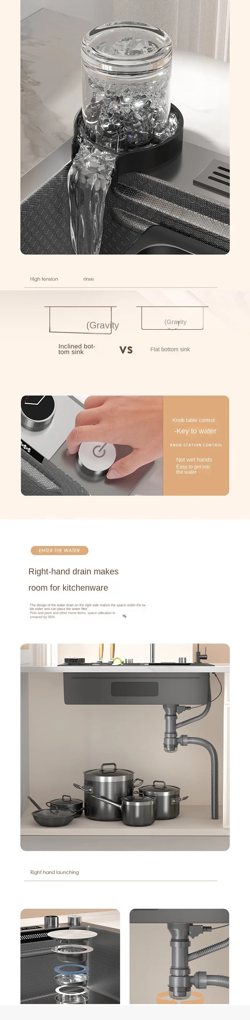 Gunmetal Gray Smart Sink LED Temperature With Faucet