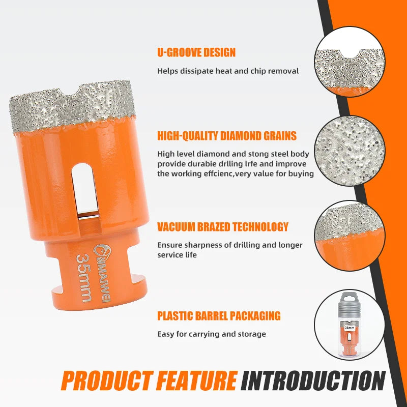 Diamond Brazed Core Dry Drill Bit 1 Pcs M14 For Porcelain Tiles Marble Glass Crowns Drill Granite Hole Saw Hole Cutter Tools