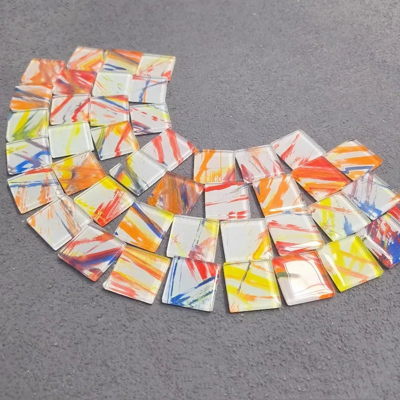 114gram/4oz Square Glass Mosaic Tiles 2.4cm/0.95in Length 4 Kinds Optional 0.4cm/0.16in Thickness Tile