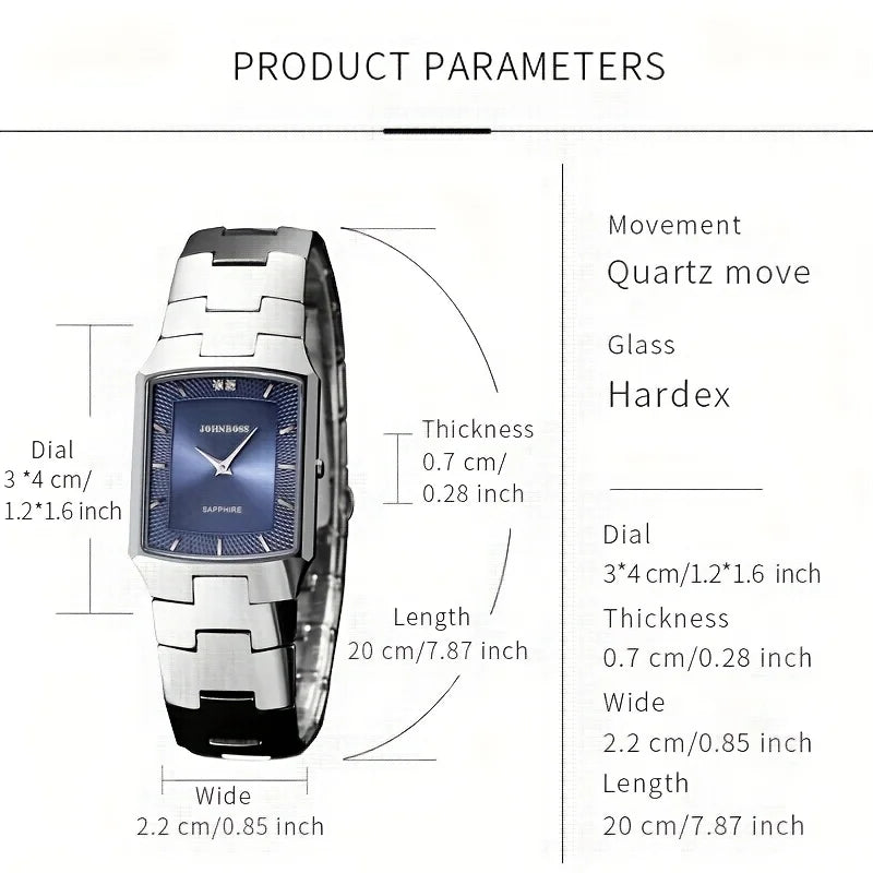 Đồng Hồ Nam Tonneau Thụy Sĩ Thép Tungsten Sapphire