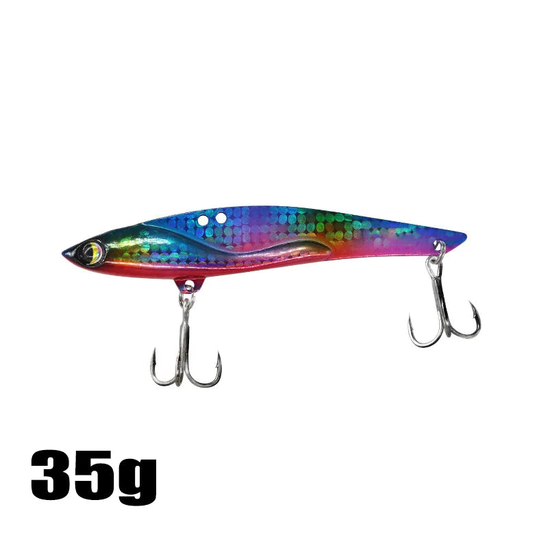 VIB Fishing Lures 35g 44g Sinking Vibration Blade Bait Spinner Spoon Jigging Lures Treble Hooks Bass Fishing Tackle