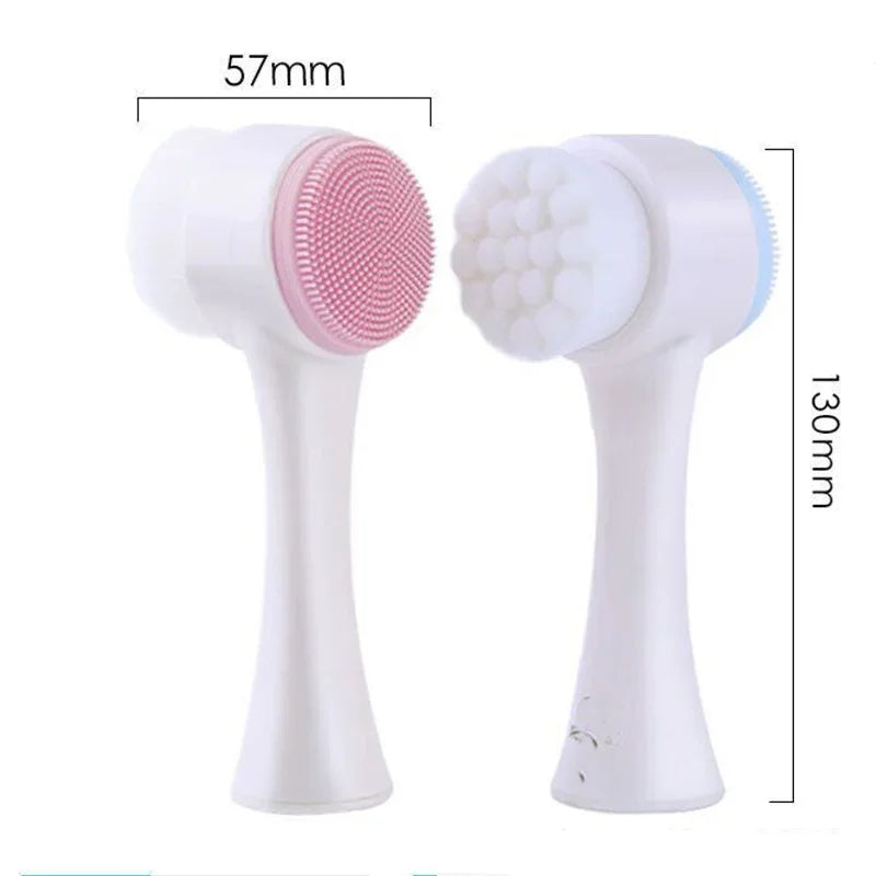 Double-sided soft exfoliating 3D silicone facial brush