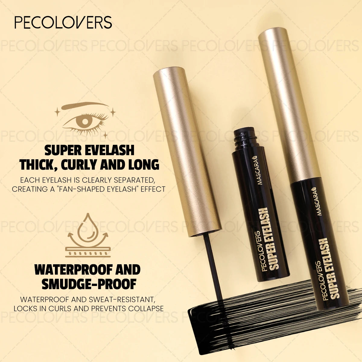 Waterproof Black Mascara, Long Lasting, Natural Big Eyes