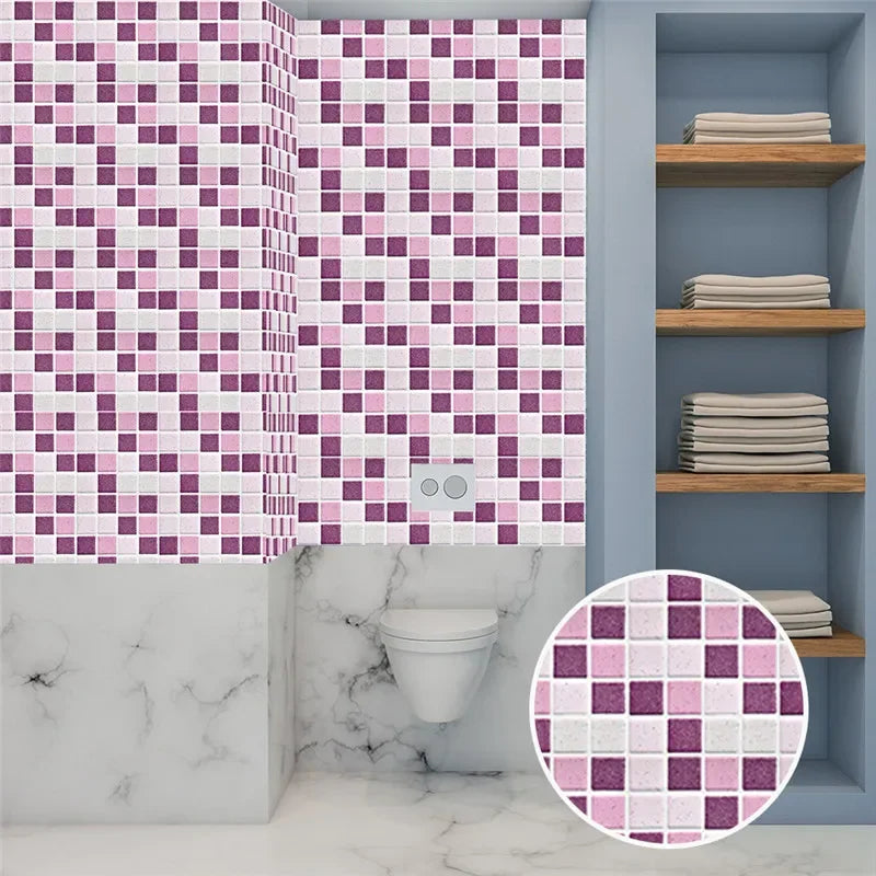 10pcs/set Marble Mosaic Tiles Wall Sticker Transfers Flat Covers for Kitchen Bathroom Stitching Stickers Self-adhesive Removable
