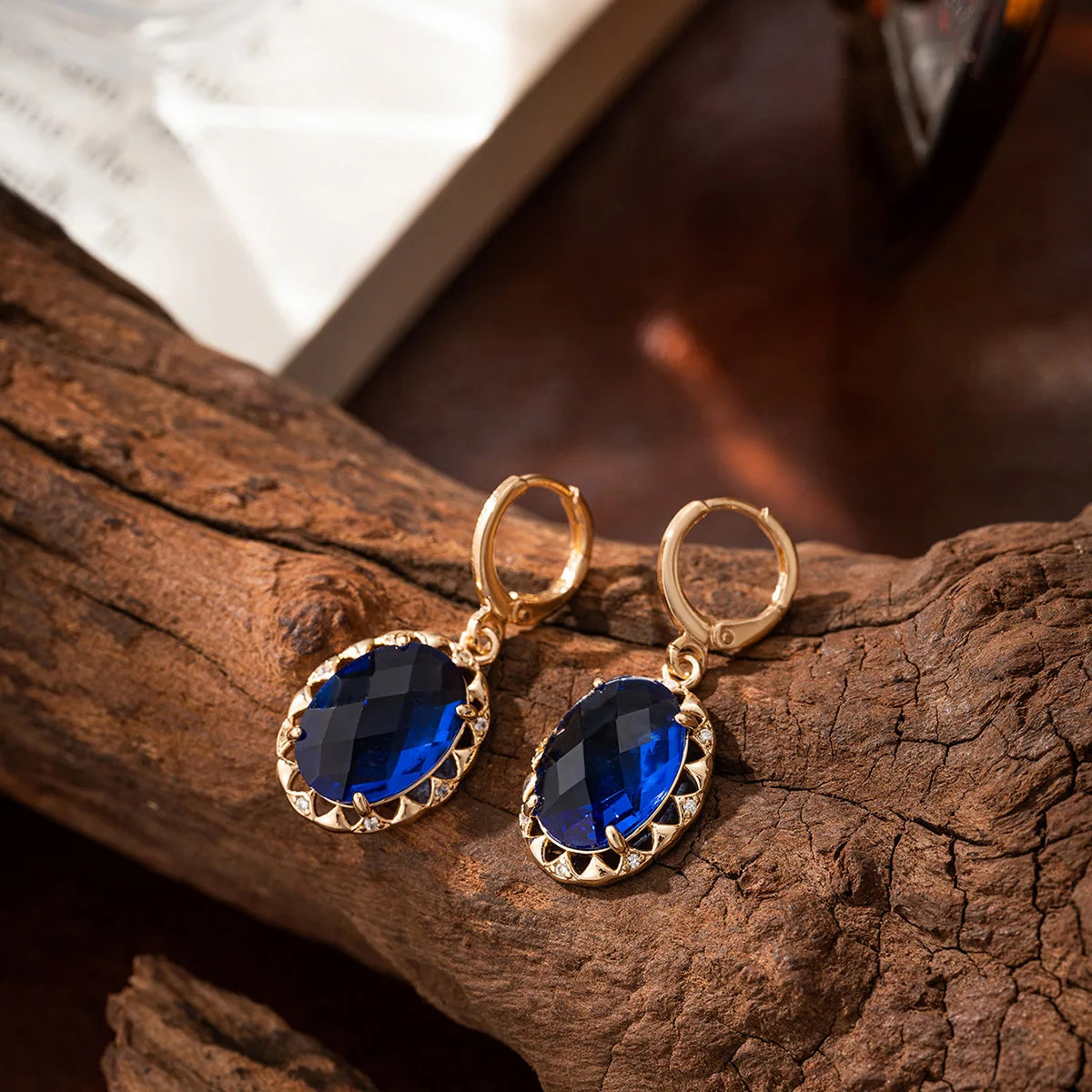 Gold &amp; Blue Zircon Jewelry Set - Elegant Women