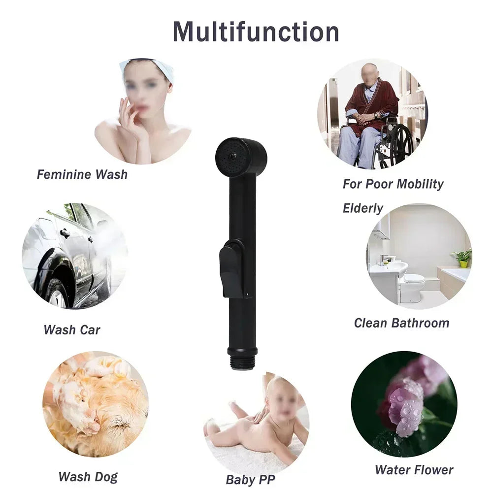 Black ABS Sprayer Handheld Toilet Bidet Bathroom Toilet Bidet Shower Head Nozzle Showerhead Shattaf Spray Shower Head Nozzle - Daisan Mart