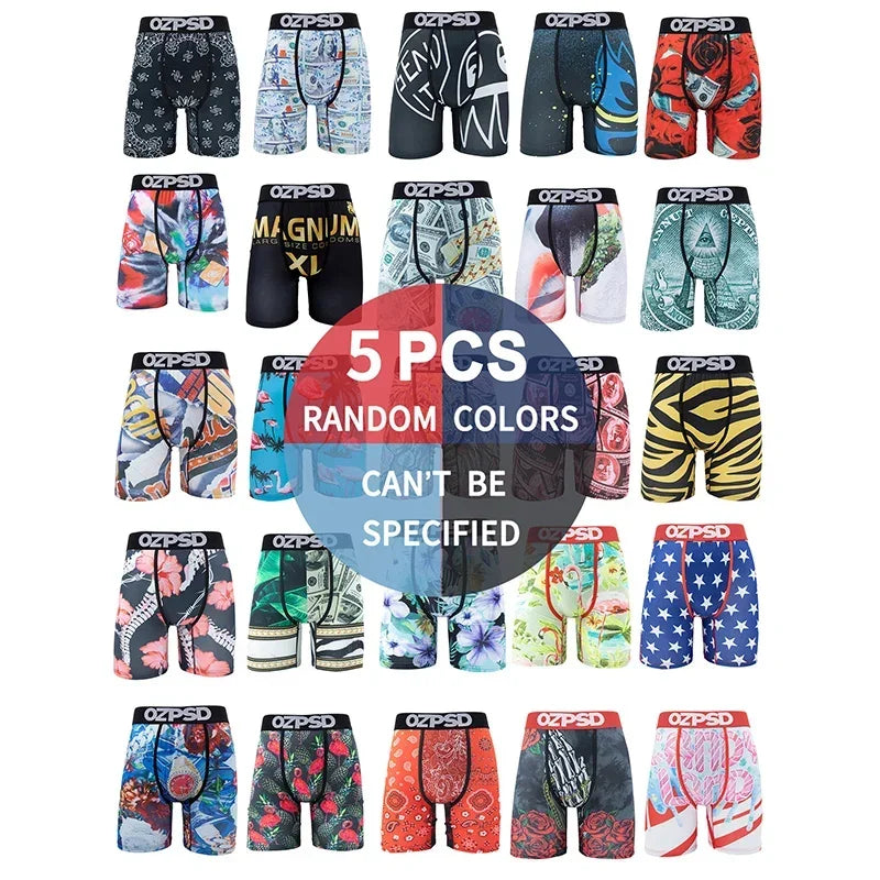 5 Pieces Sexy Men's Underwear with Cool Patterns