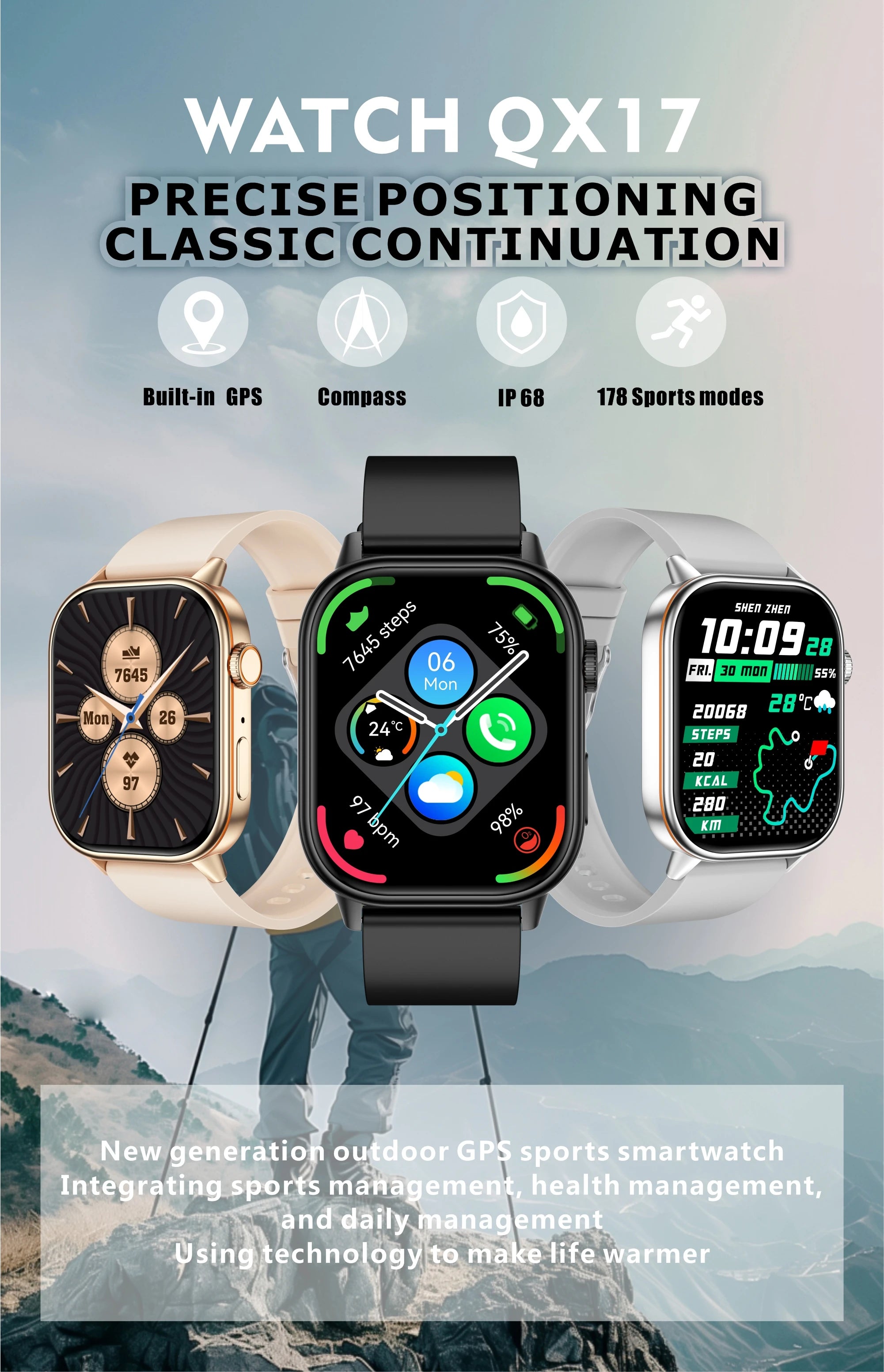 Multi-function AMOLED IP67 Smart Watch for Men and Women