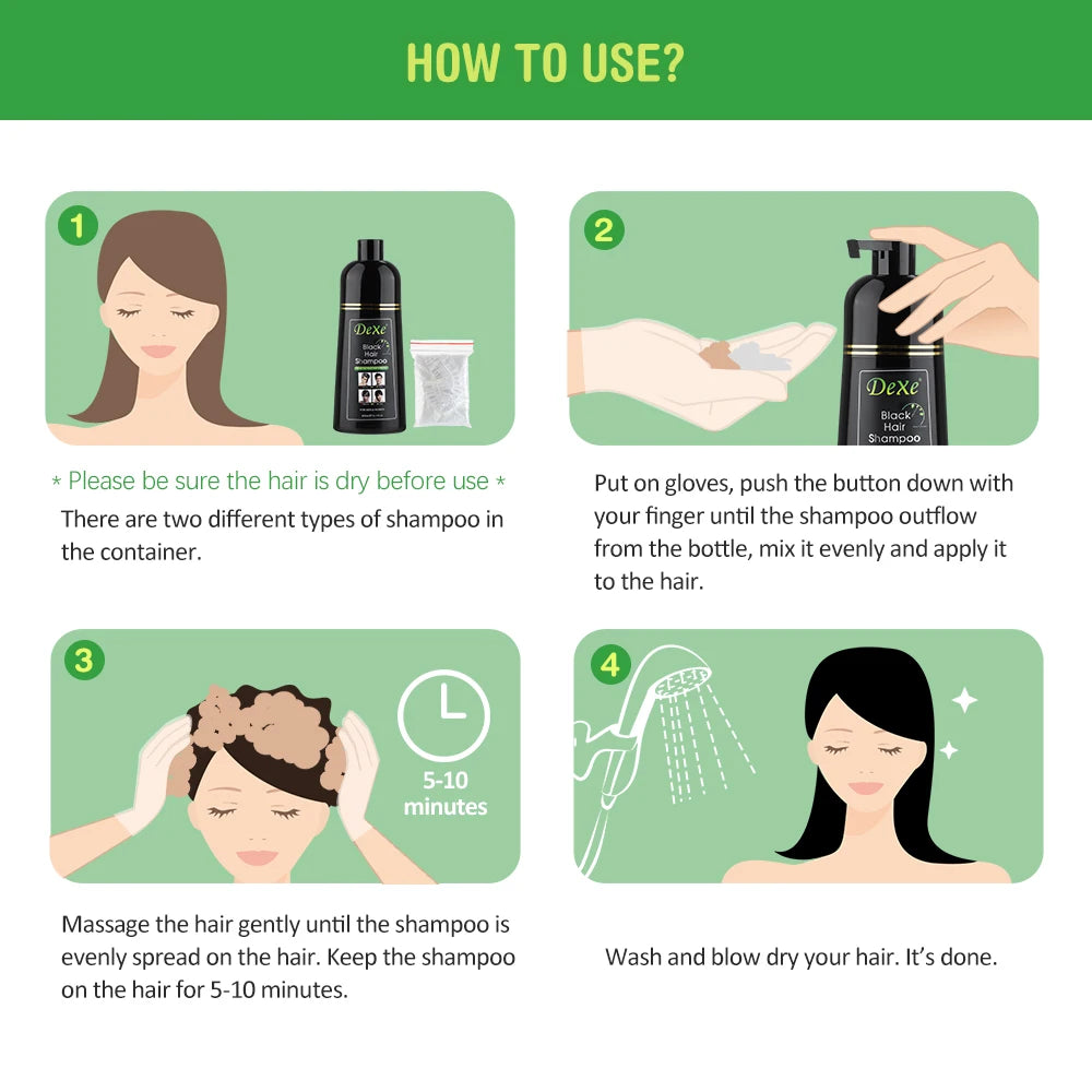 Herbal Black Hair Dye - Black Hair Shampoo 200/400ml