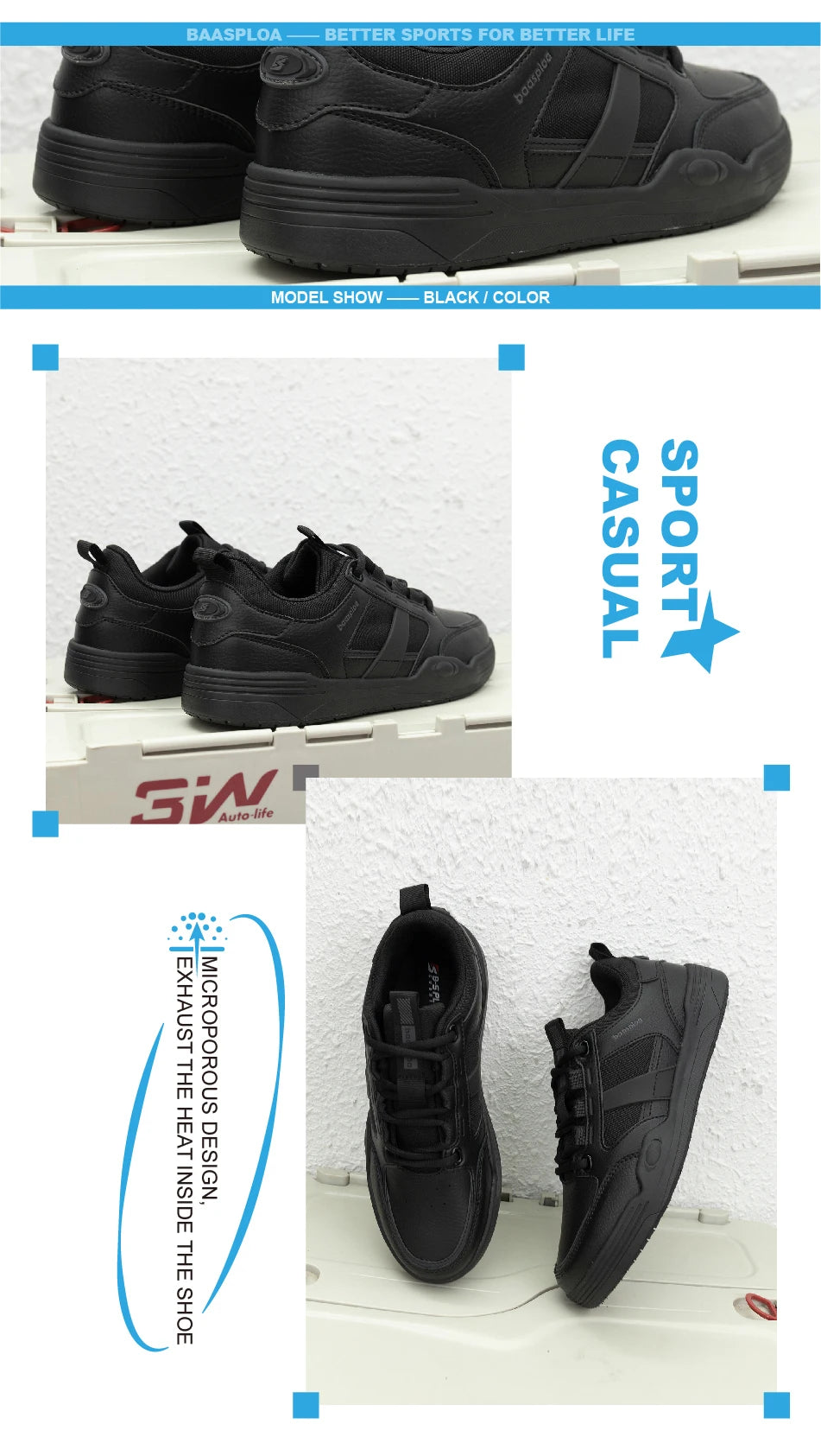 Giày Trượt Ván Nam Baasploa - Thời Trang, Nhẹ, Chống Trơn